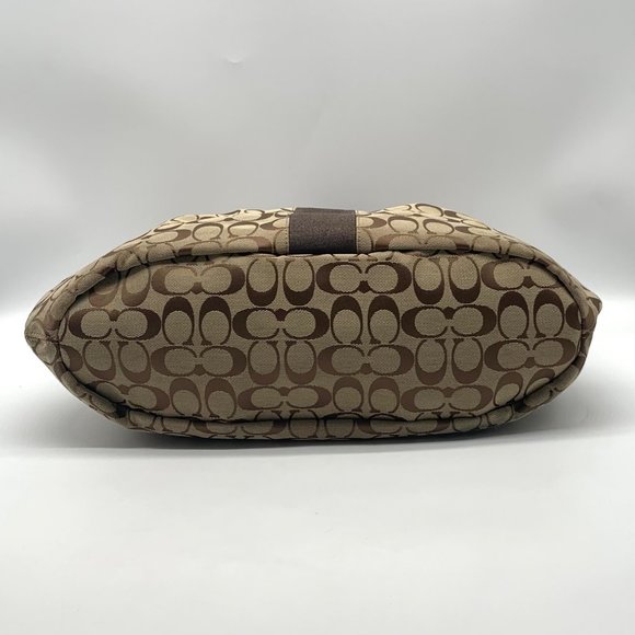 Coach Signature Khaki Canvas Devin Shoulder Bag F28503 - Picture 5 of 12